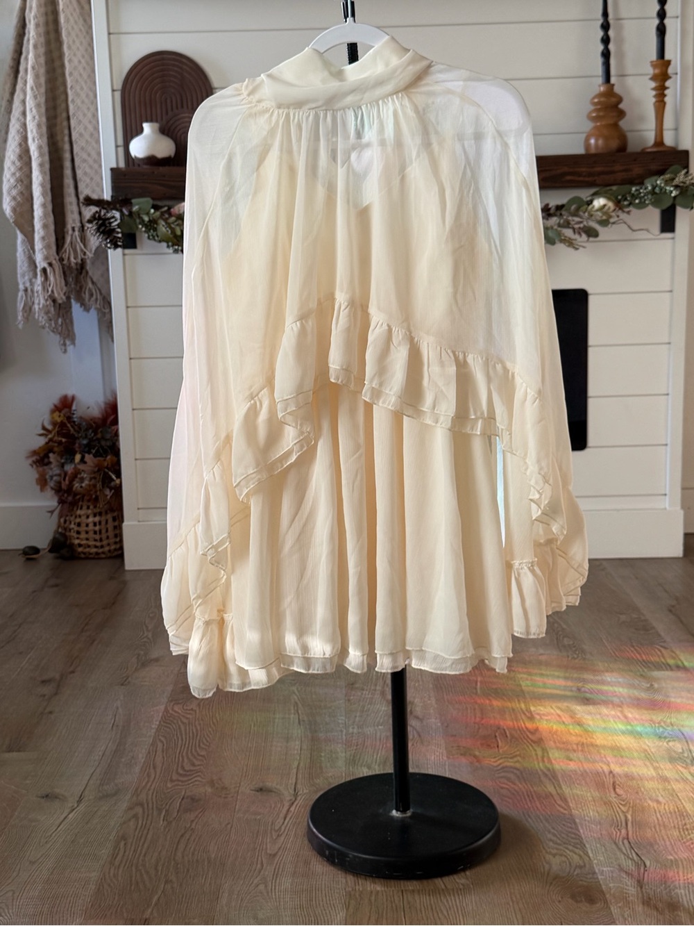 Altar'd State Cream Ruffle Mini Dress